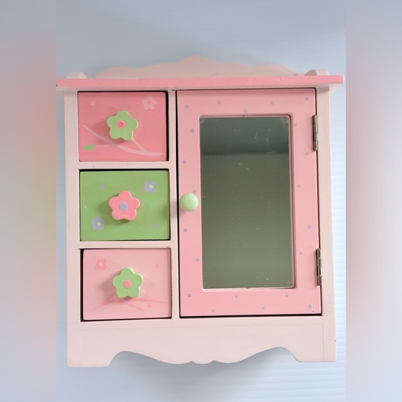 Maggie Miller Children’s Collection Wood Jewelry Box Pink Dresser Owls Flowers - Picture 2 of 14
